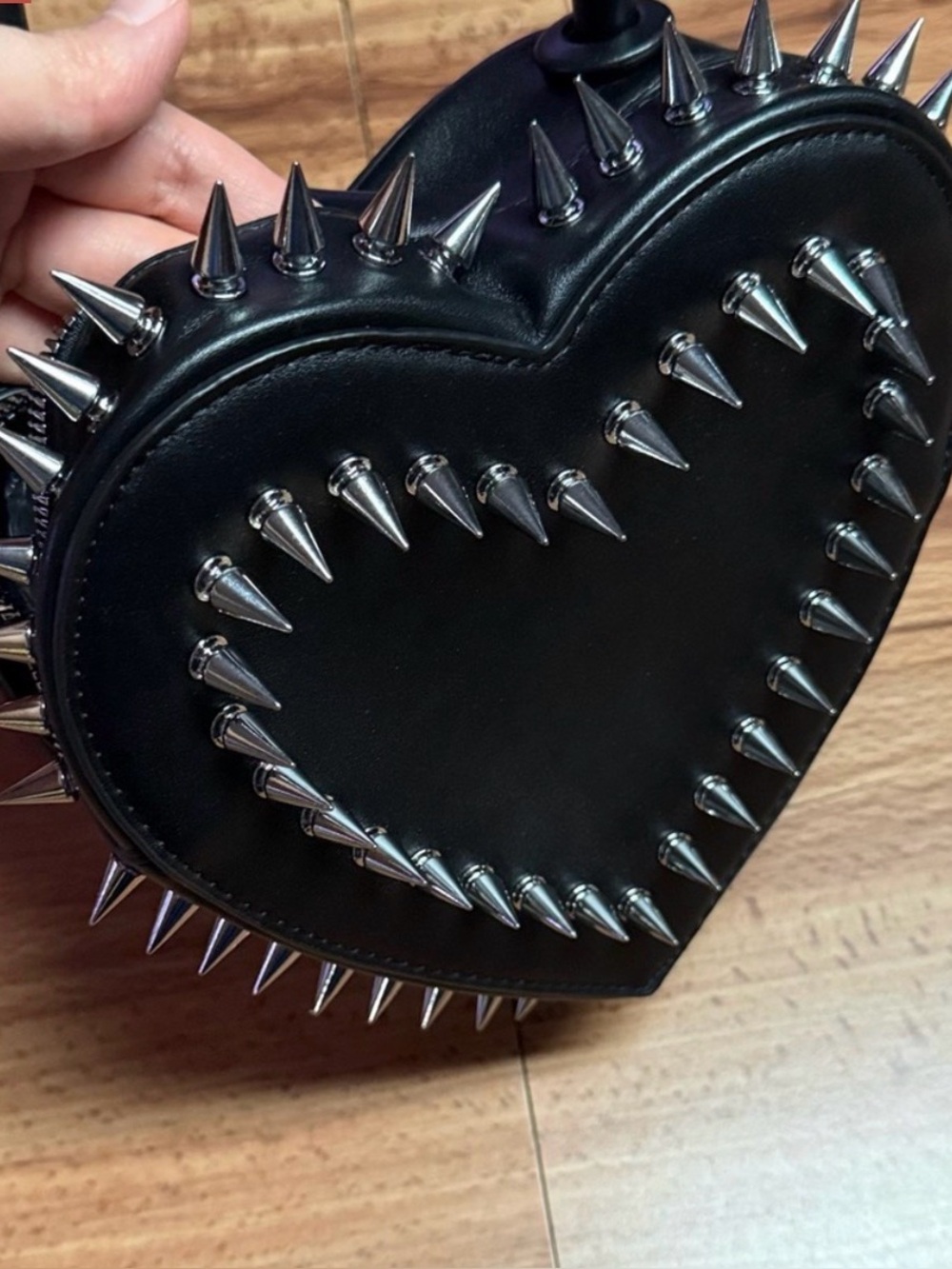 Spikes Studded Heart-Shaped Crossbody Bag purse Black or Red